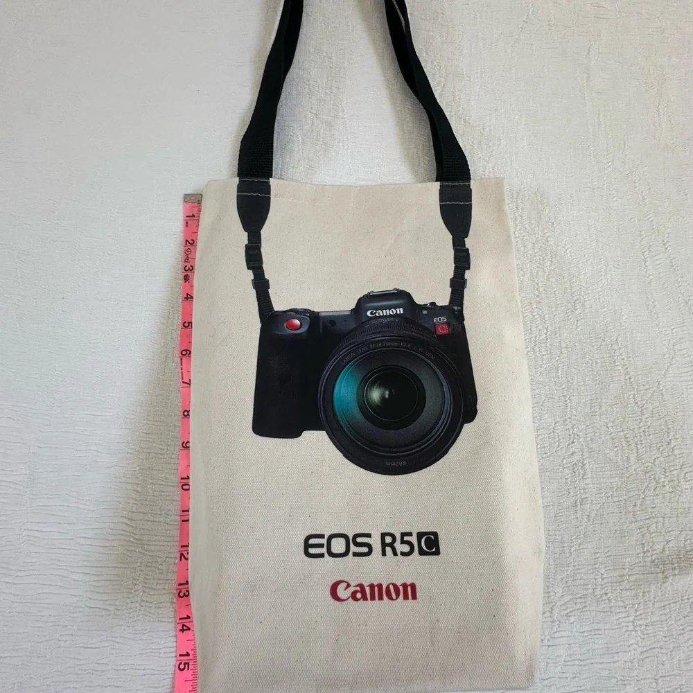 Red Champion graphic hoodie with camera design and Canon Camera print tote. - Picture 7 of 10